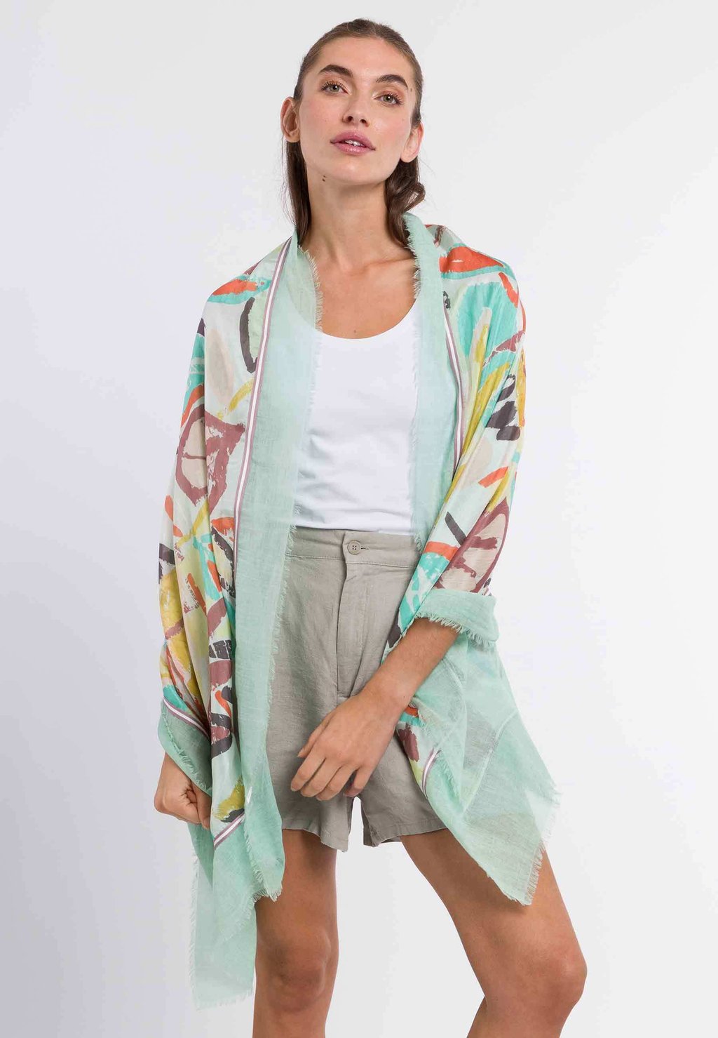 

Шарф PATCHWORK FLORAL STOLA FRAAS, зеленый
