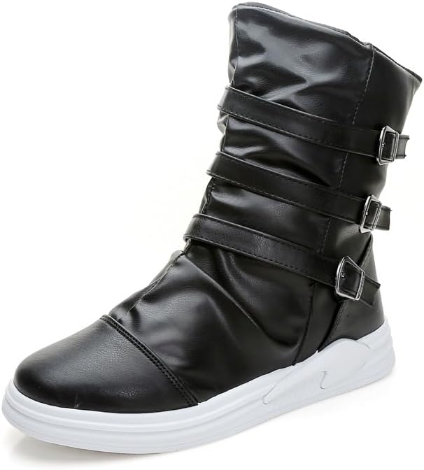 

Мужские повседневные ботинки WAOLSU с искусственной кожей, пряжкой и рыцарским дизайном, спортивные ботинки, ботильоны, черный