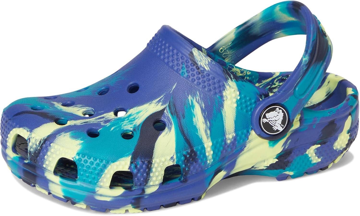Детские сабо Crocs унисекс, классические, с мраморным рисунком, акварельным рисунком, размер K, бирюзовый — фото 2