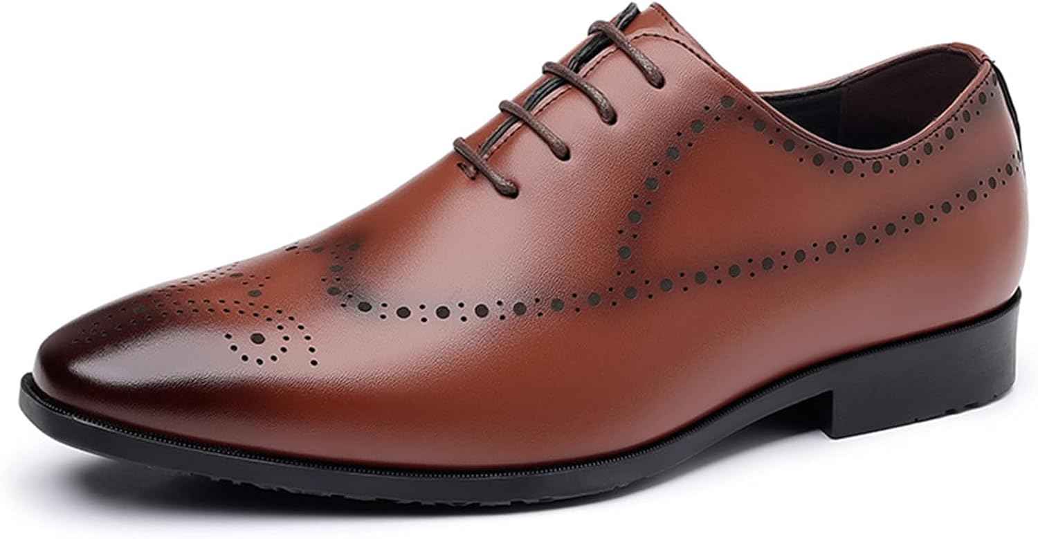 

Мужские кожаные броги, деловые оксфорды, классические туфли на шнуровке с заостренным носком для деловых встреч, свадеб и смокингов, дерби Tokouk, коричневый