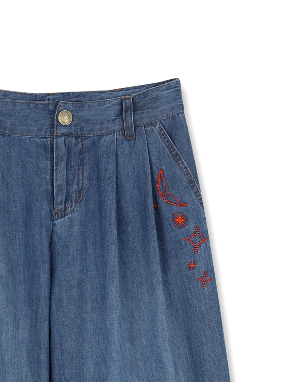 Вышитые плиссированные джинсы Zadig & Voltaire Kids, синий — фото 3