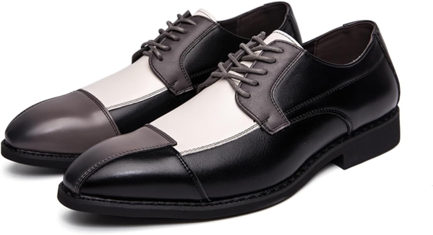 

Мужские оксфорды - полнозернистая кожа с замшевыми вставками, лазерная вышивка, шнуровка с нескользящей подошвой для деловых и торжественных мероприятий Kpdwfms, белый/серый