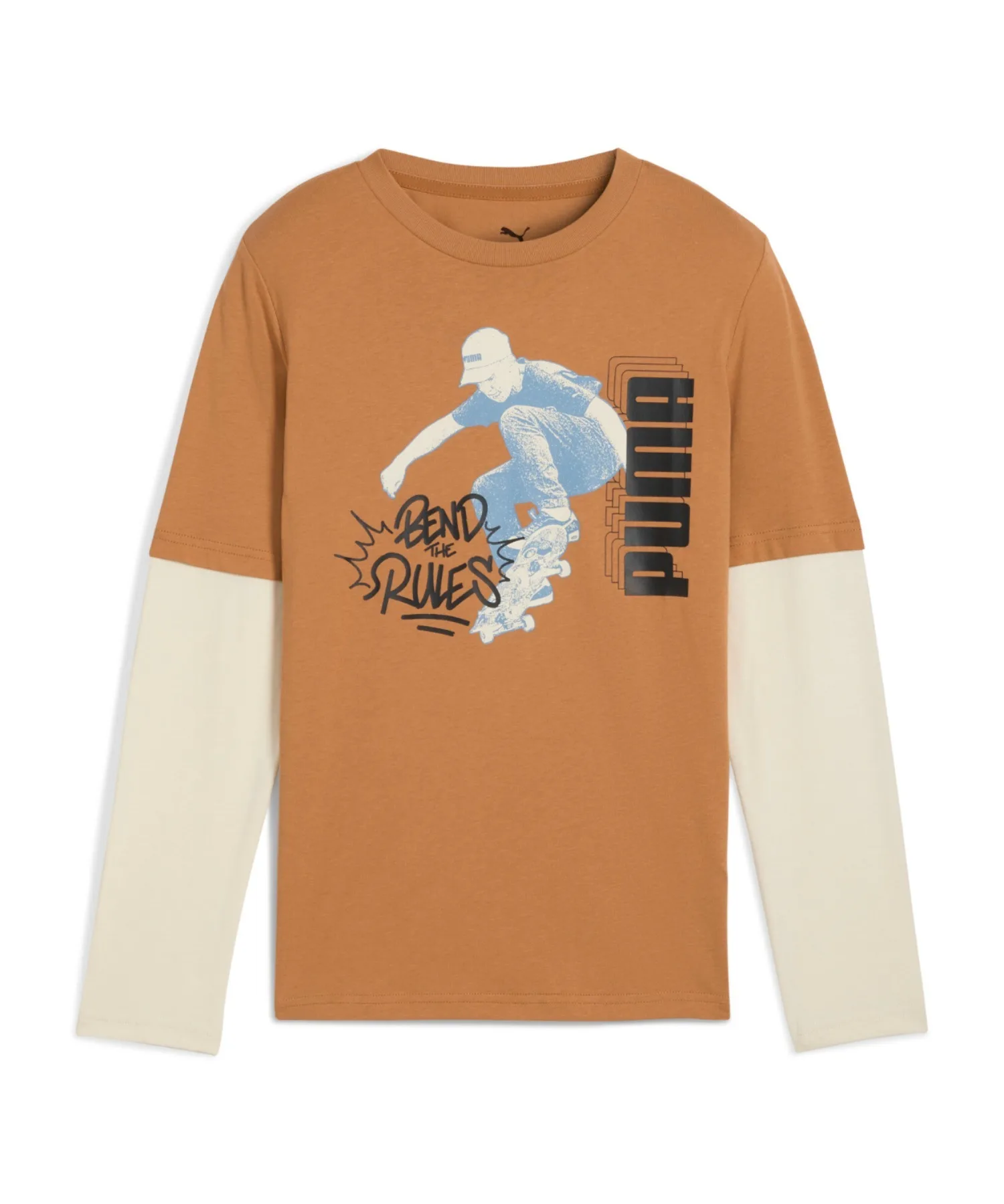 Детская футболка с длинным рукавом Mid90s PUMA темно-бежевая