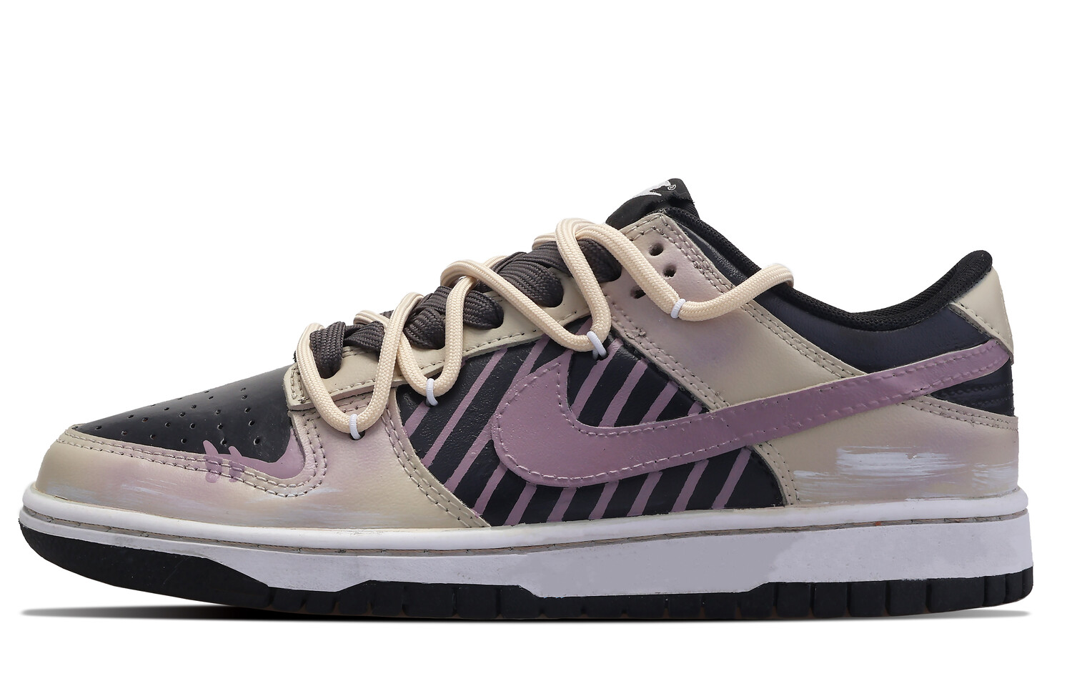 

Кроссовки Nike Dunk Skateboarding Shoes Women's Low-top Black, бежевый