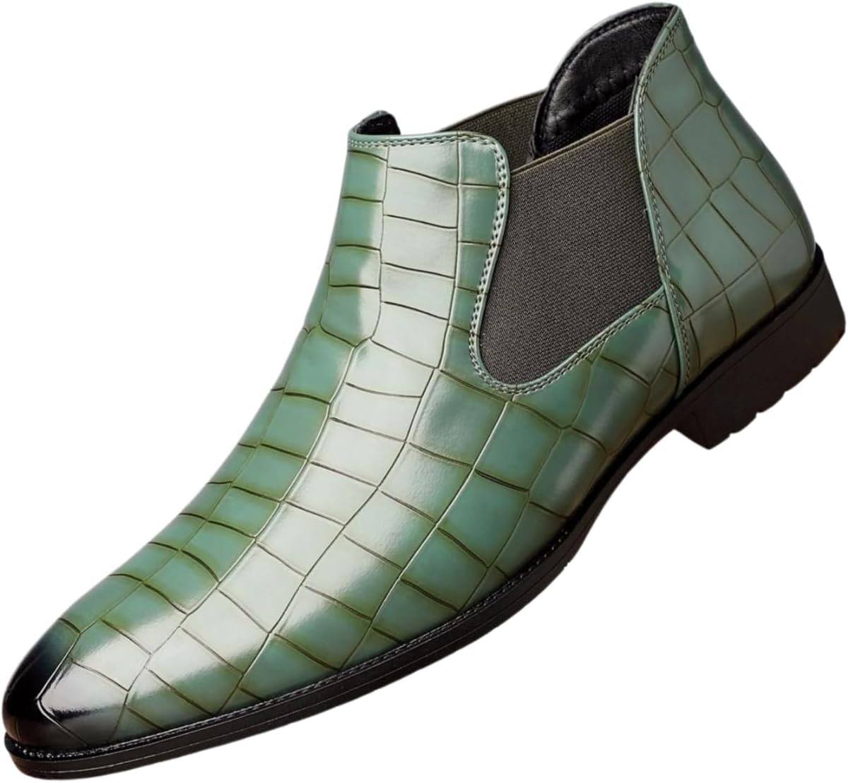 

Мужские кожаные ботинки Chelsea Santimon, ботинки-слипоны с узором под крокодила, с эластичными боковыми вставками, зеленый