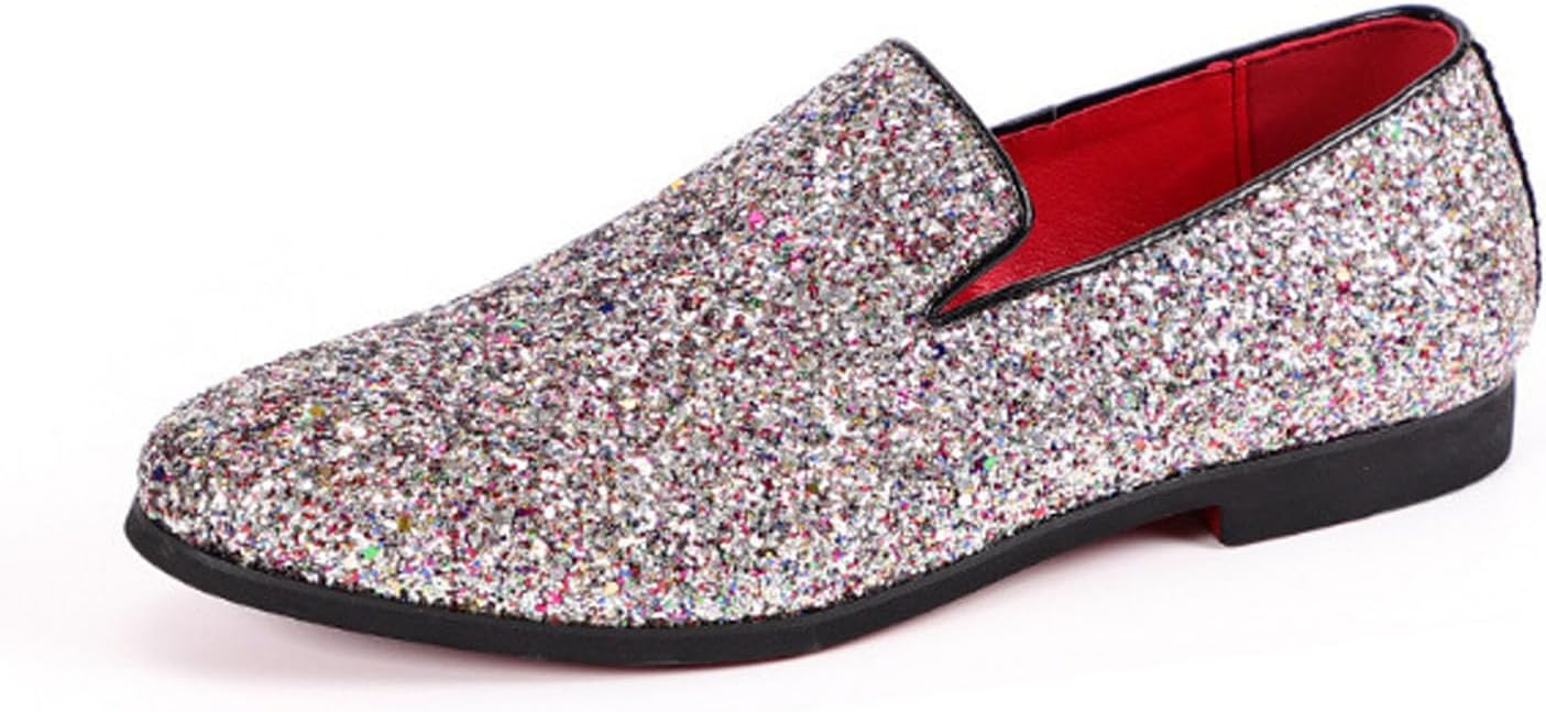 

Мужские классические туфли Xinduoyu с блестящей отделкой - удобные туфли без шнурков для официальных мероприятий, свадеб и танцевальных вечеринок, Colorul