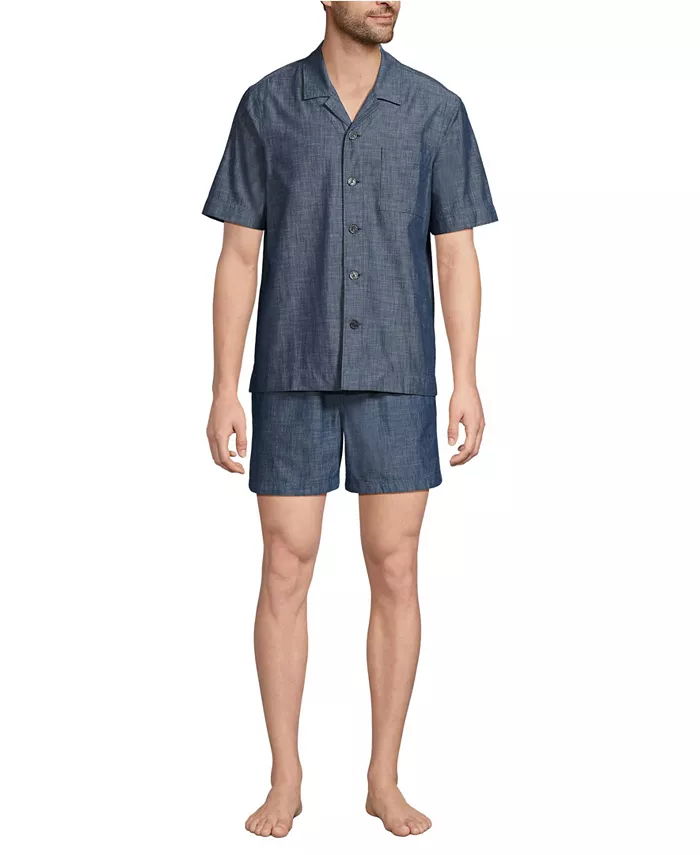 

Мужской короткий комплект для сна с коротким рукавом Lands' End, синий