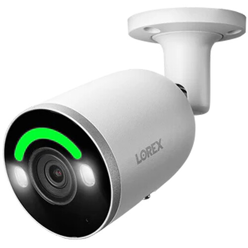 

Уличная сетевая цилиндрическая камера Lorex E894AB-E 4K UHD с функцией интеллектуального обнаружения и ночным видением (белая)