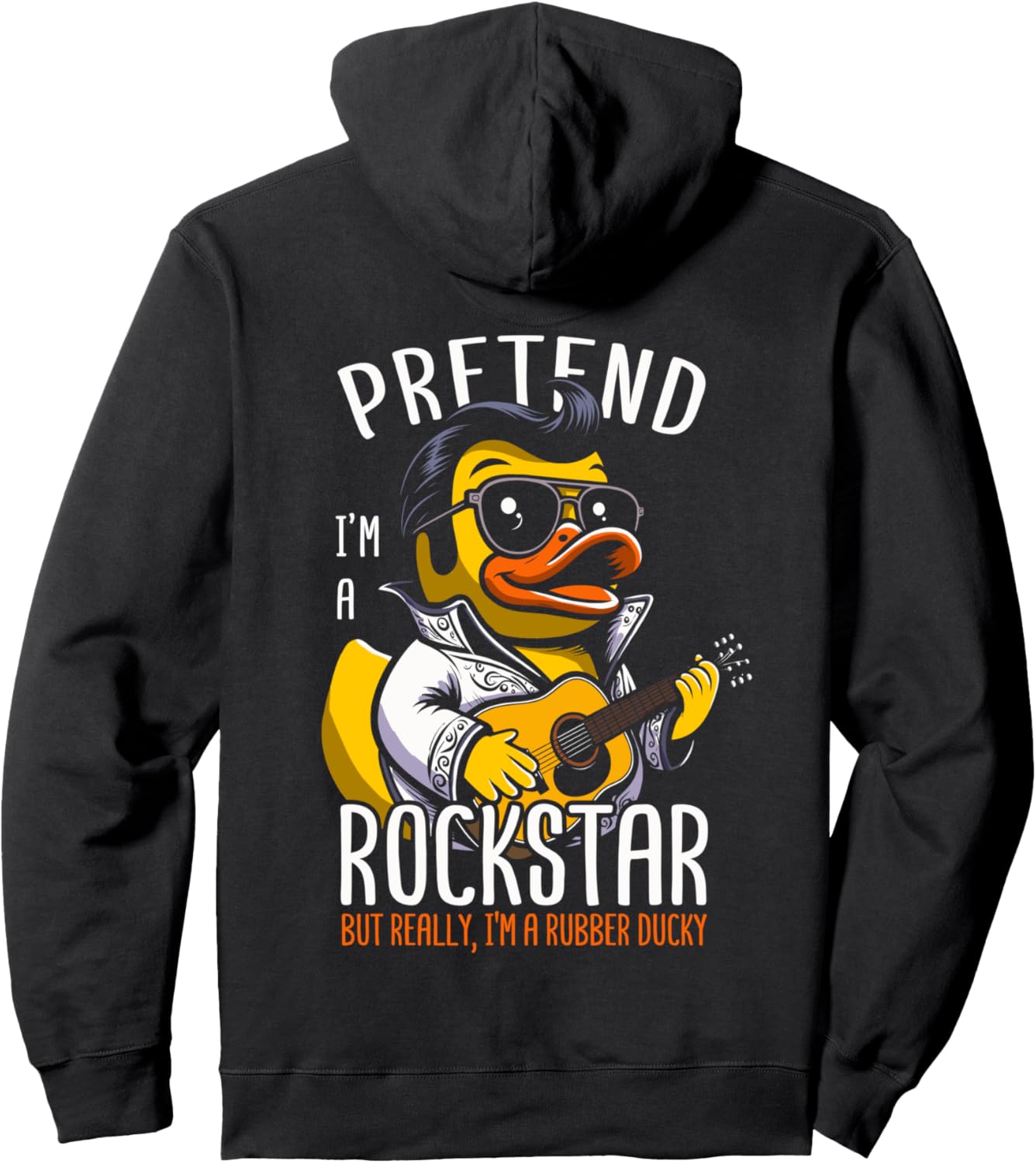 

Худи с изображением резиновой уточки Rockstar Rubber Duck Rock Singer Duck, черное Rock And Roll Rubber Ducky Exotic Rubber Duck