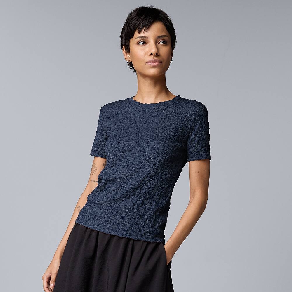 

Женская текстурированная футболка Simply Vera Vera Wang, цвет Vera Navy