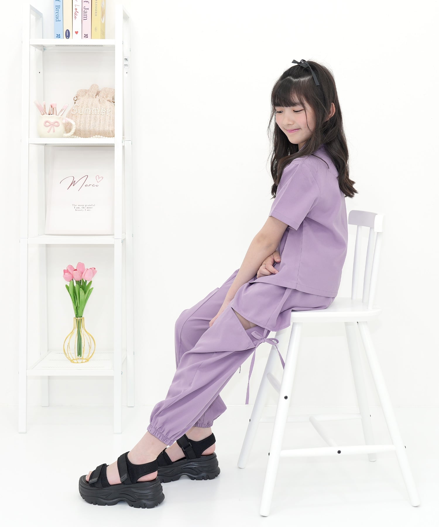 Брюки-карго Bee с лентой и карманами, детская одежда для девочек Bee, Lavender x Cutout — фото 3