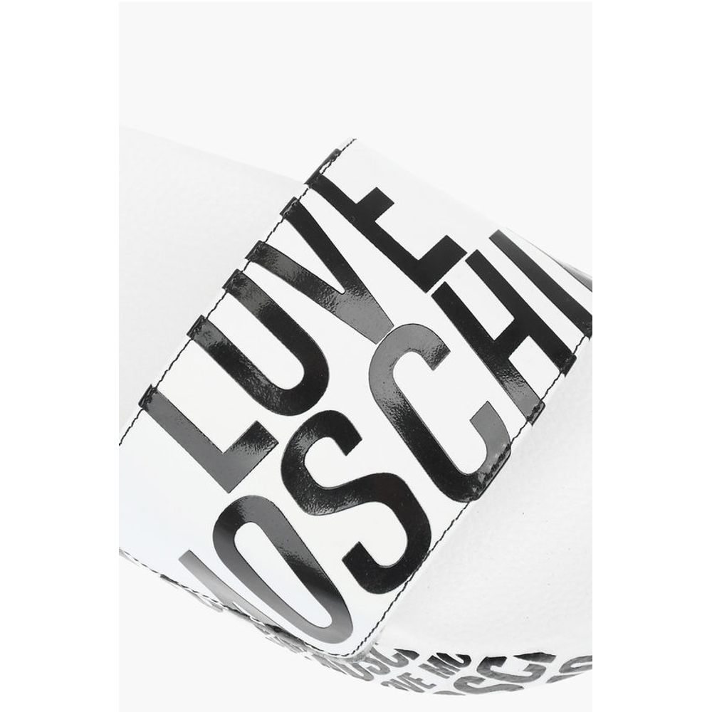 Шлепанцы из искусственной кожи с логотипом LOVE Moschino, White — фото 4