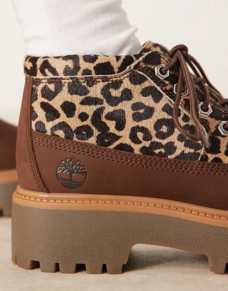 Ботинки Timberland Stone Street Nellie с леопардовым принтом, коричневый — фото 3