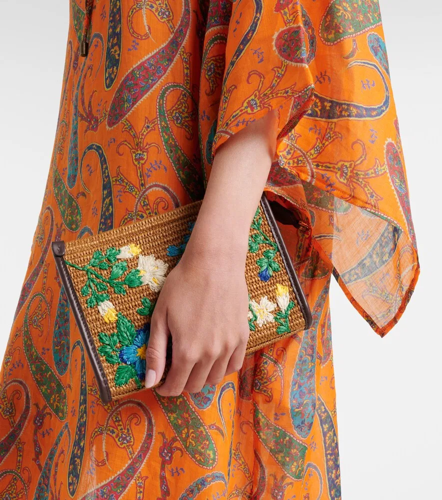 Кафтан из рами с узором пейсли Etro, оранжевый — фото 4