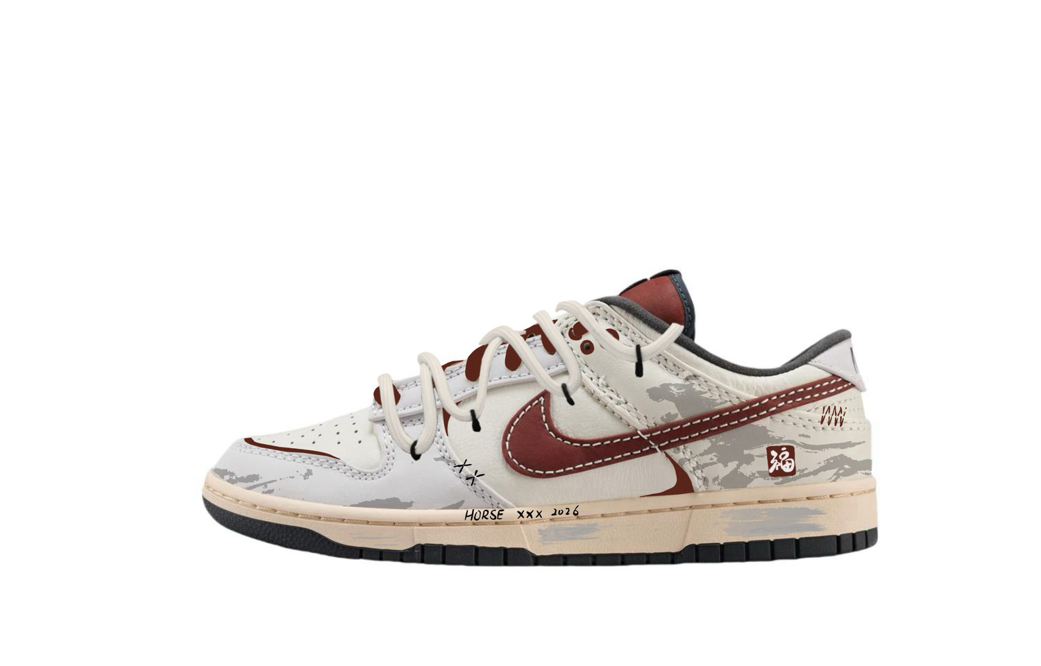 

Nike Кроссовки для скейтбординга Dunk Blessed Horse Auspicious с низким верхом, износостойкие, унисекс, серо-коричневый