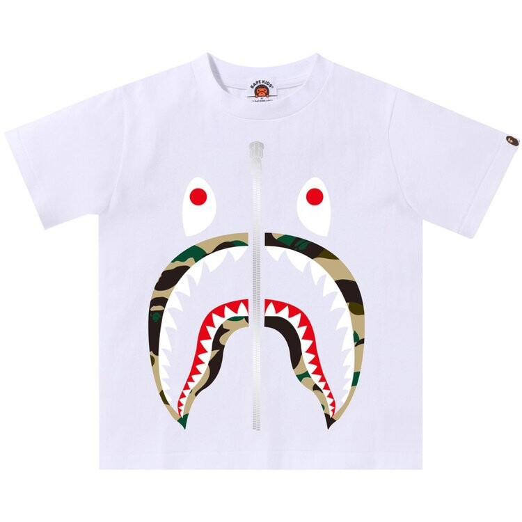 

Футболка BAPE Kids 1st Camo Shark Tee, цвет White/Yellow