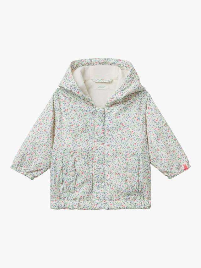 

Детская куртка с капюшоном в цветочек Benetton, цвет White Cream