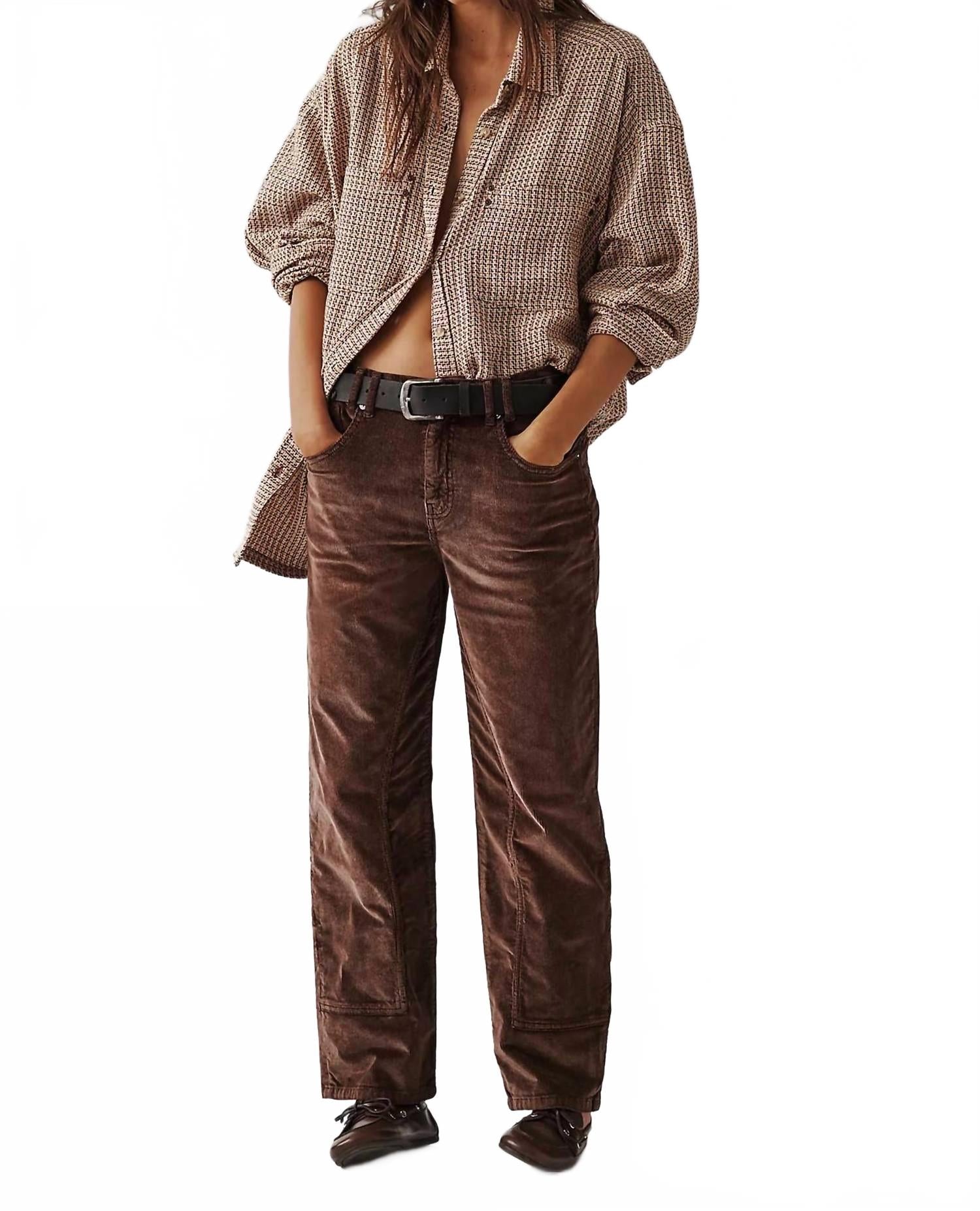 

Брюки Risk Taker Cord с прямыми штанинами в цвете шоколадный трюфель Free People