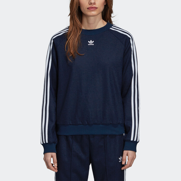 Свитшот женский Adidas Originals с трилистником, темно-синий — фото 3