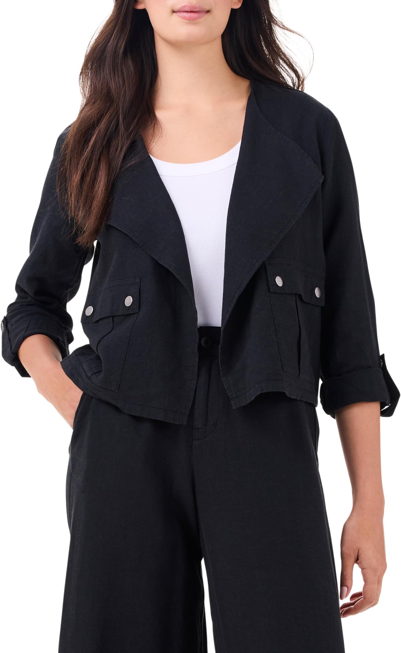 

Куртка NIC+ZOE Rumba Linen Moto Jacket, цвет Black Onyx