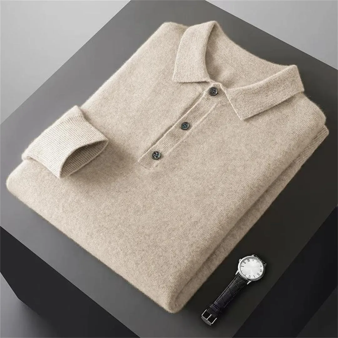 Мужской свитер на пуговицах Heavyweight Knit Pullover Slim Fit — фото 3