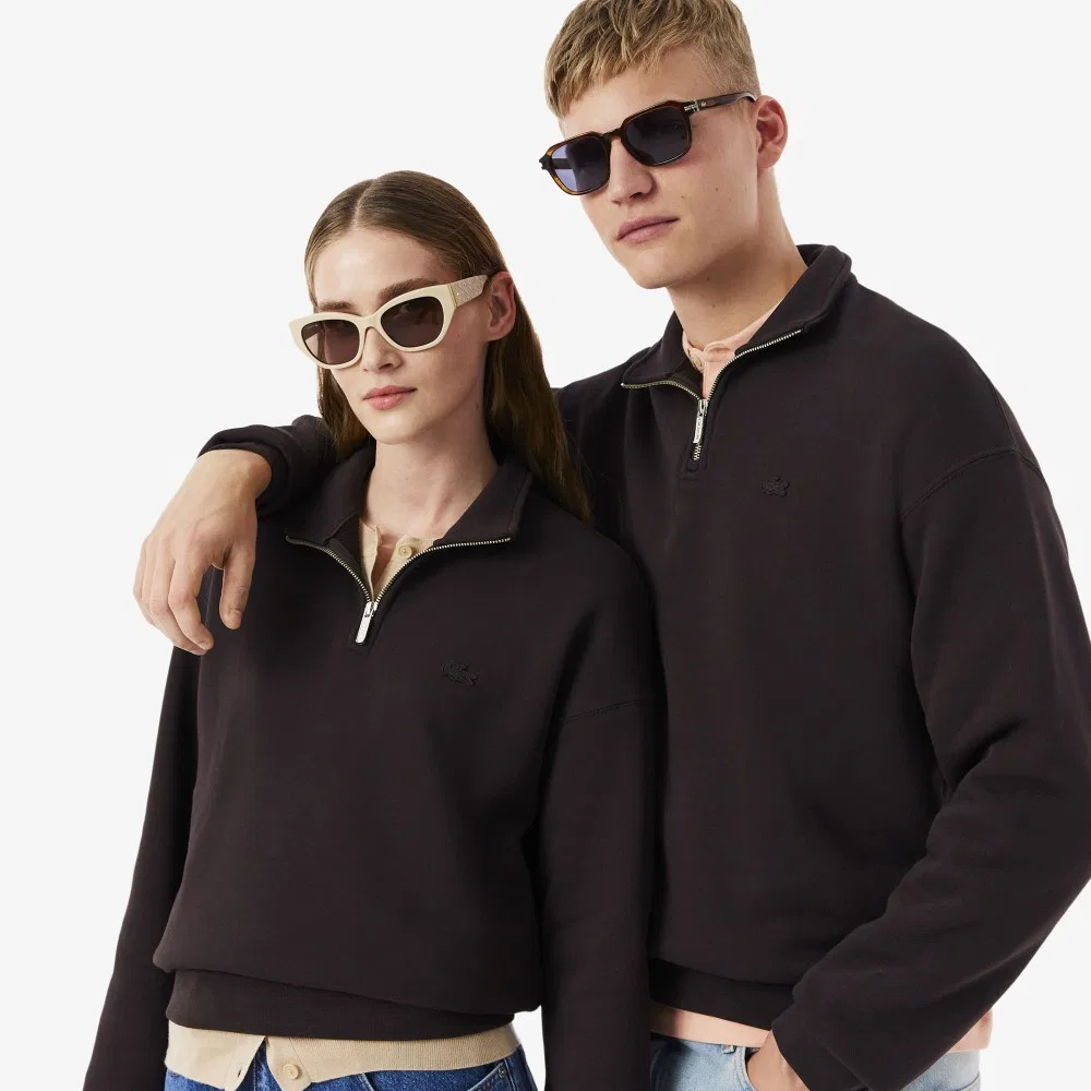 Мужской свободный пуловер на молнии коричневый от Lacoste — фото 2