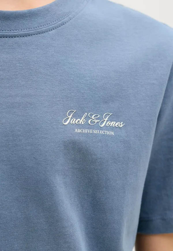 Детская базовая футболка Jack & Jones Junior, Blue Mirage — фото 4