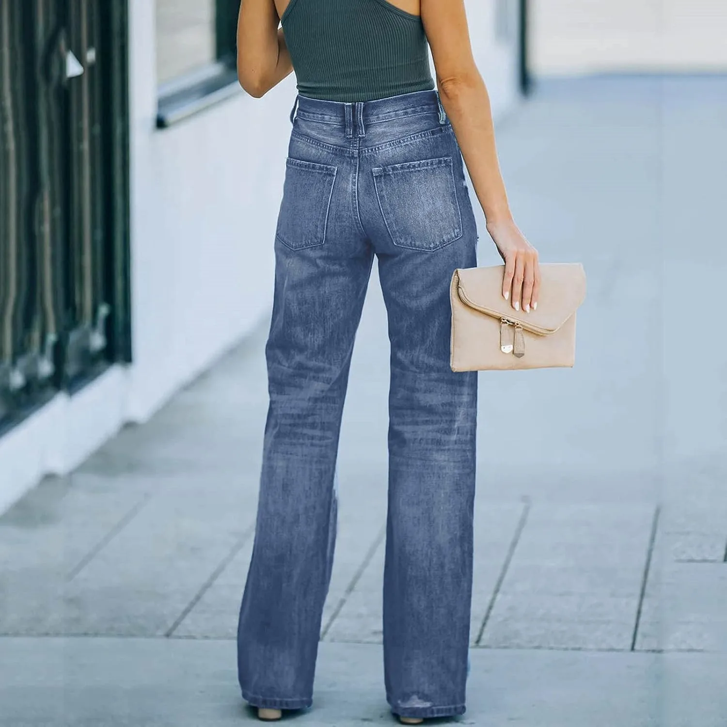 Женские джинсы High Waisted с высокой талией и карманами — фото 3