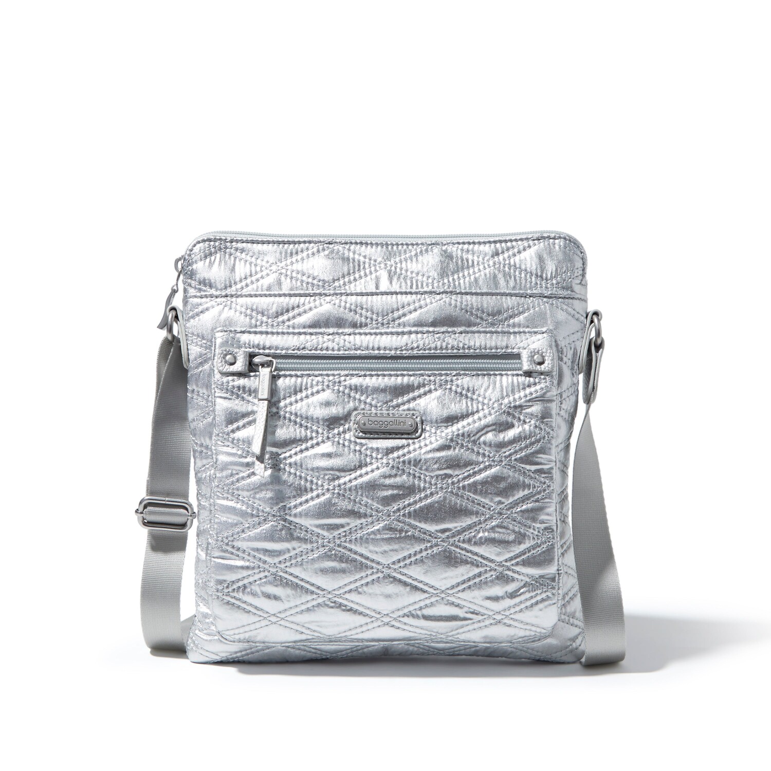 

Baggallini Сумка через плечо Go Bagg с RFID-браслетом, цвет Silver Metallic Quilt, Серебристый, Baggallini Сумка через плечо Go Bagg с RFID-браслетом, цвет Silver Metallic Quilt