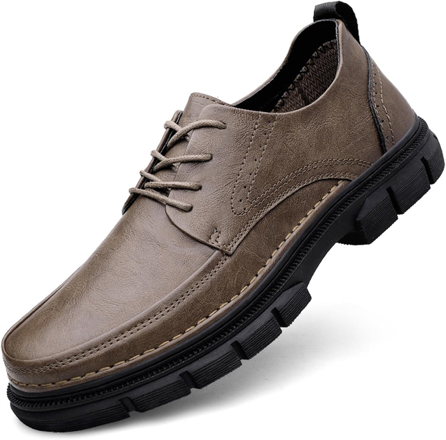 

Мужские кожаные плоские походные ботинки на шнуровке, ретро-класса, удобные, водонепроницаемые походные оксфордские кроссовки Ferraogan, хаки