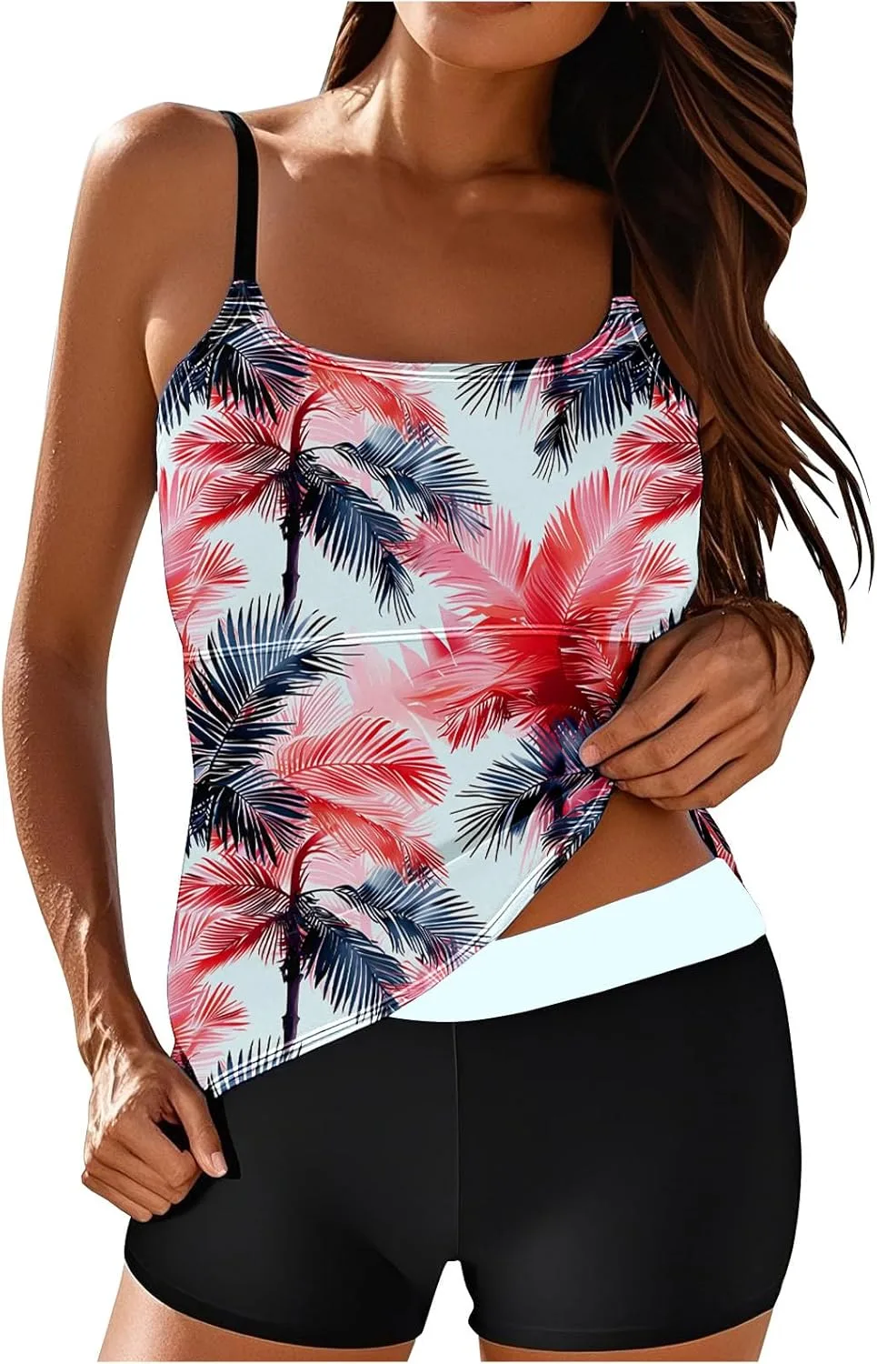 

Двухкомпонентный купальник танкини для женщин с топом и шортами Huneny