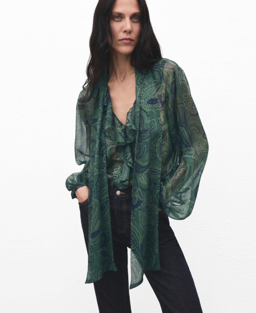 

Женская блузка-платок с узором пейсли MANGO, Green