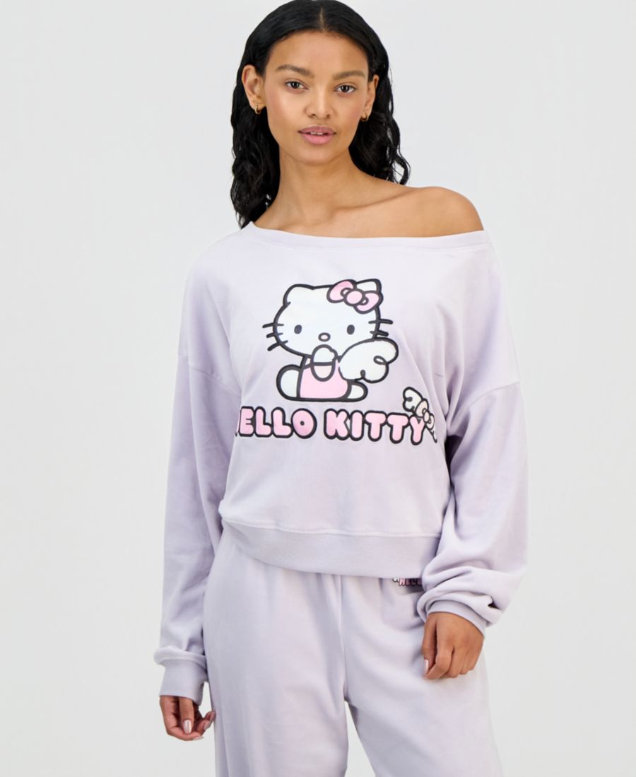 

Детская велюровая толстовка Hello Kitty с открытыми плечами Grayson Threads, The Label, Thistle