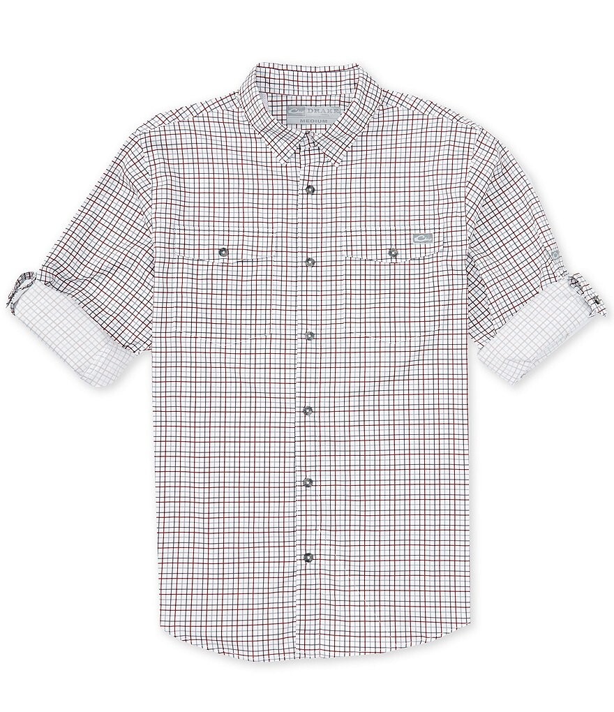 

Drake Clothing Co. Performance Stretch Frat Tattersall клетчатая рубашка с длинными рукавами, красный