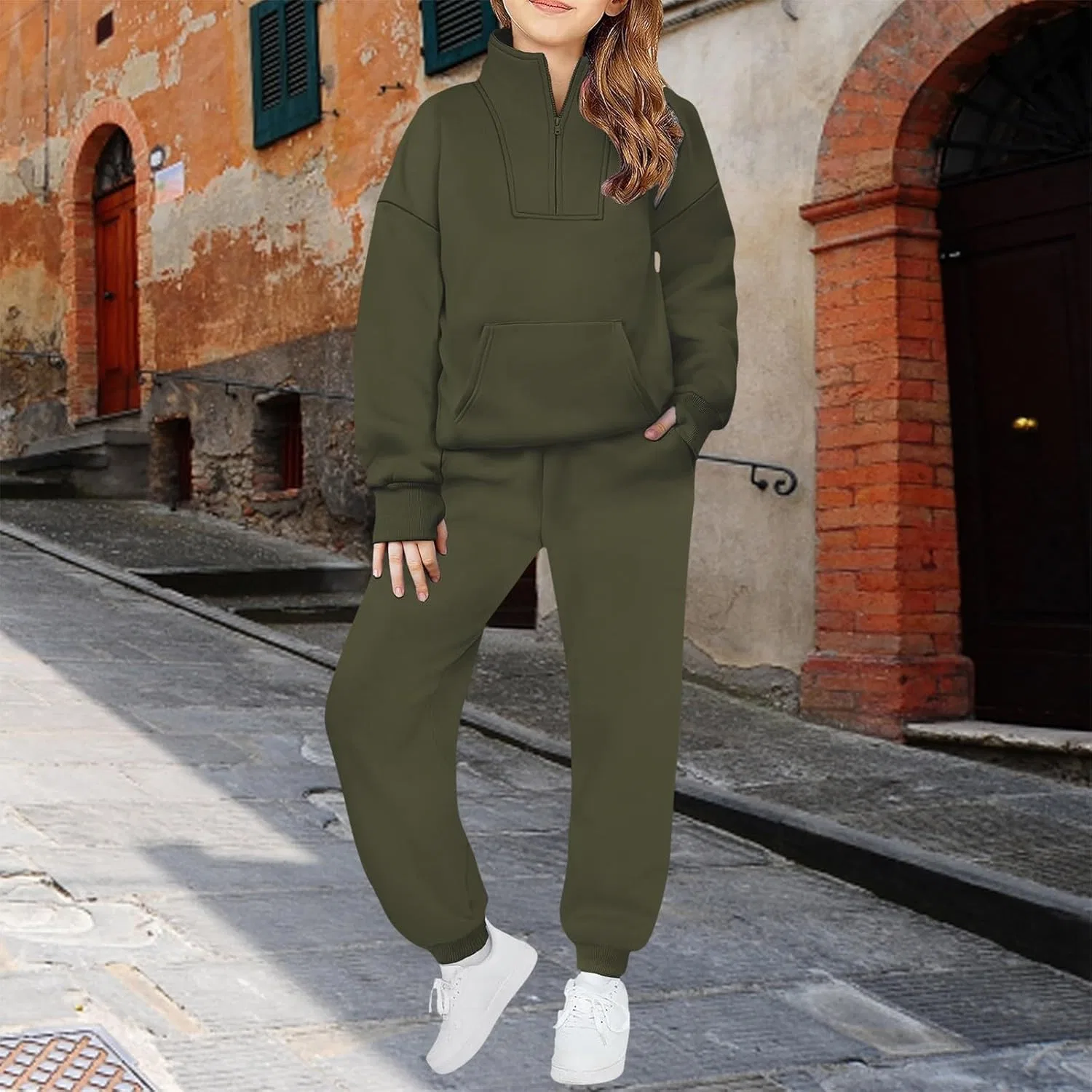 Детский спортивный костюм из флиса, 2 предмета, Blackish Green — фото 2