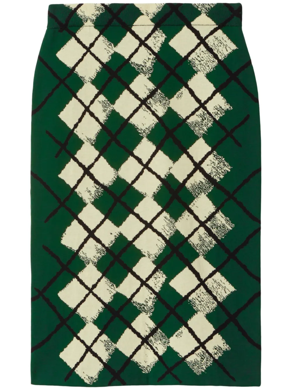 Юбка миди Burberry, с узором аргайл, зеленый