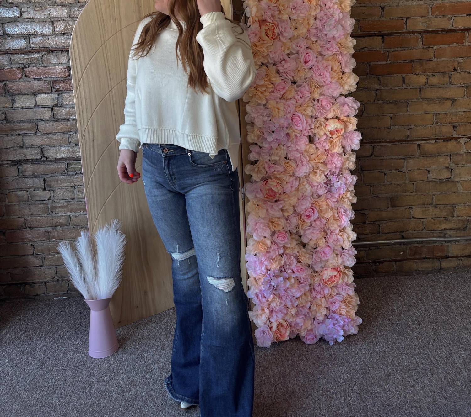 

Высокие супер-расклешенные джинсы в синем цвете KanCan