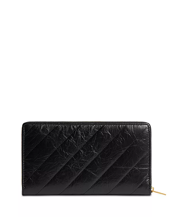 Стеганый континентальный кошелек Crush Balenciaga, черный — фото 4