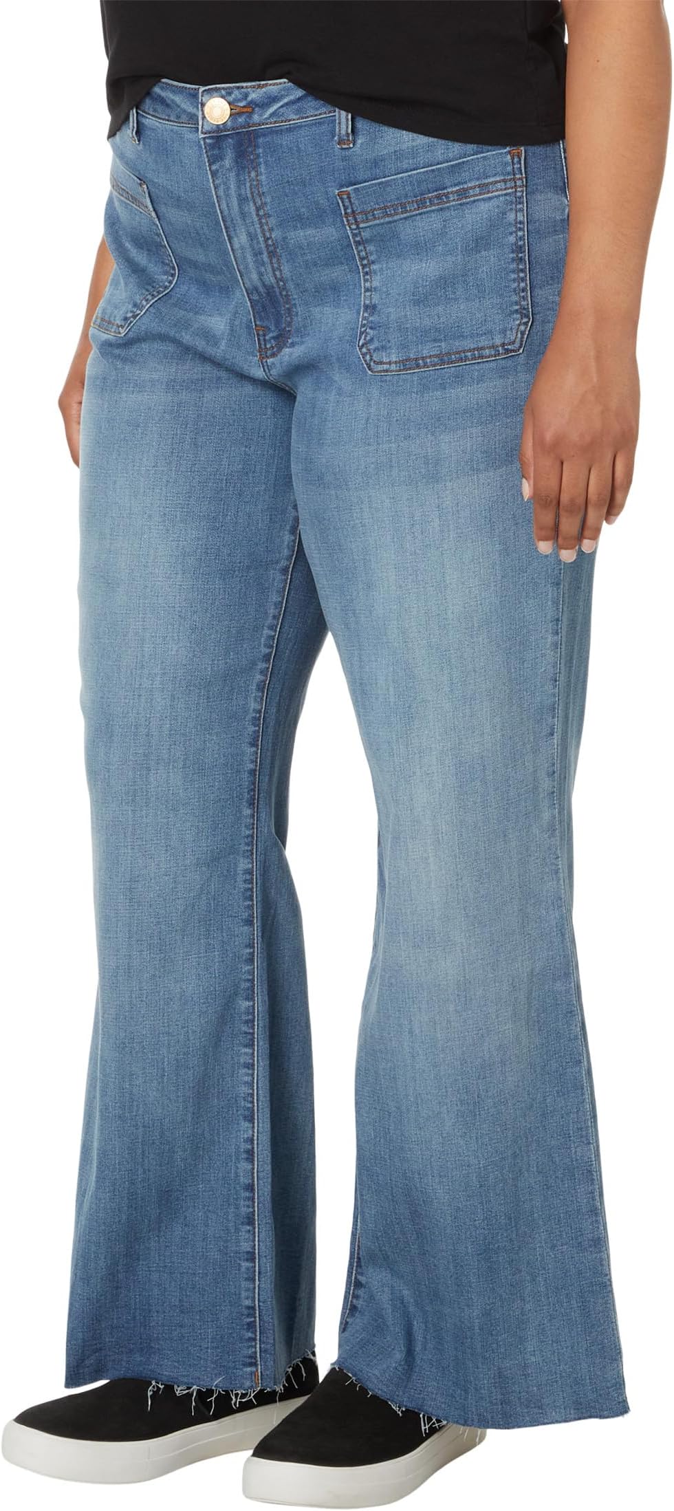 

Джинсы KUT from the Kloth Meg High Rise Wide Leg Zip Fly - Raw Hem Patch Pockets, цвет Prevent
