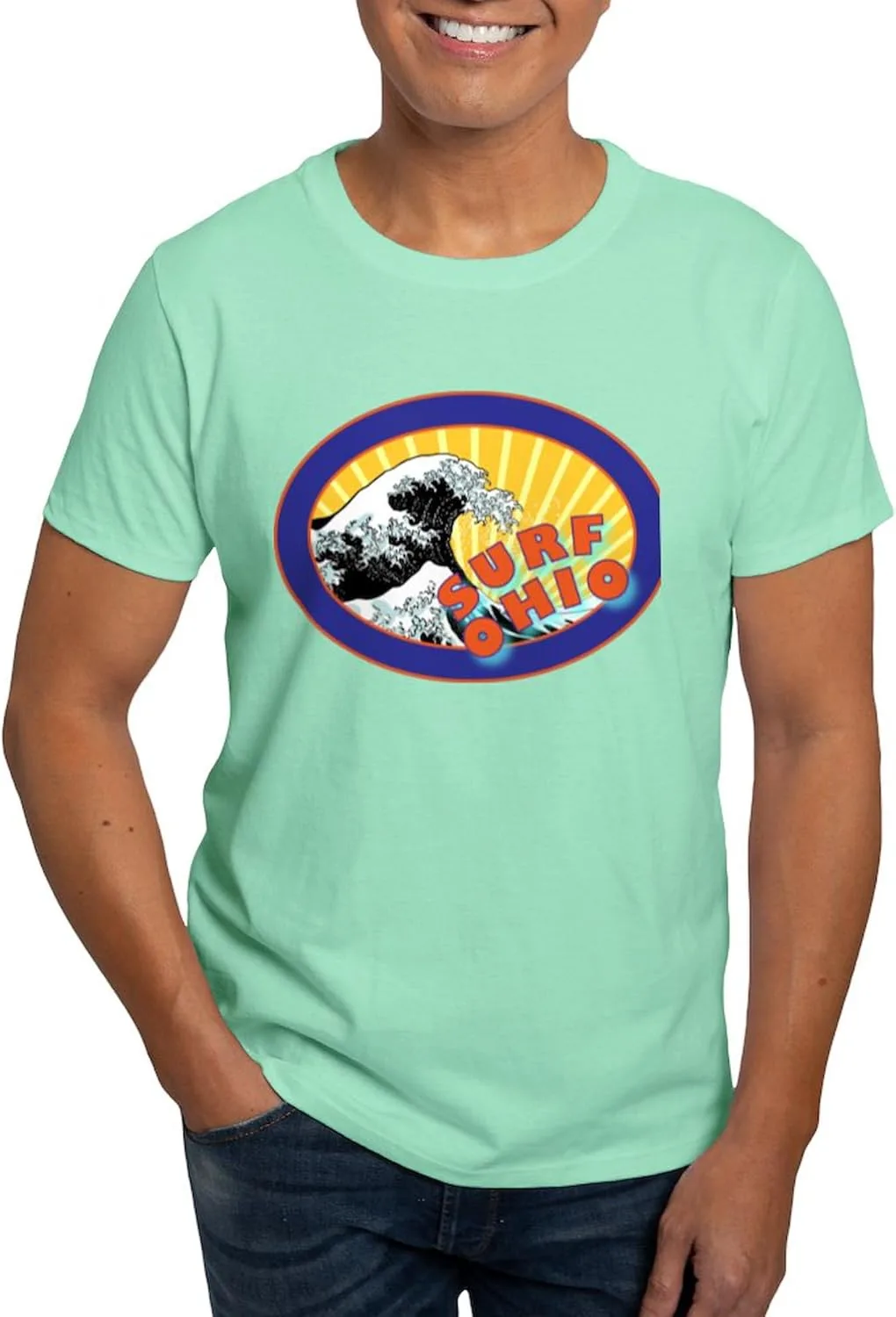 

Футболка CafePress Surf Ohio Dark T Shirt, мужская, 100% хлопок, классический принт, белая