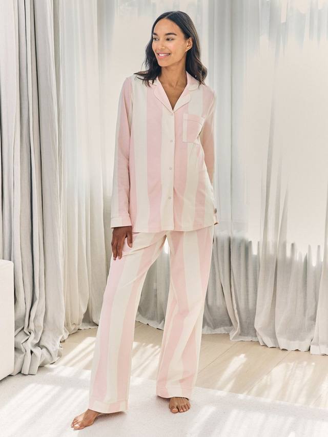 

Полосатый комплект пижамы для беременных с пуговицами Chelsea Peers, Off White/Pink