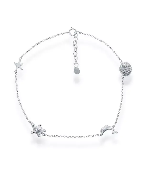 

Серебряный браслет на лодыжку с изображением морской жизни Simona, silver