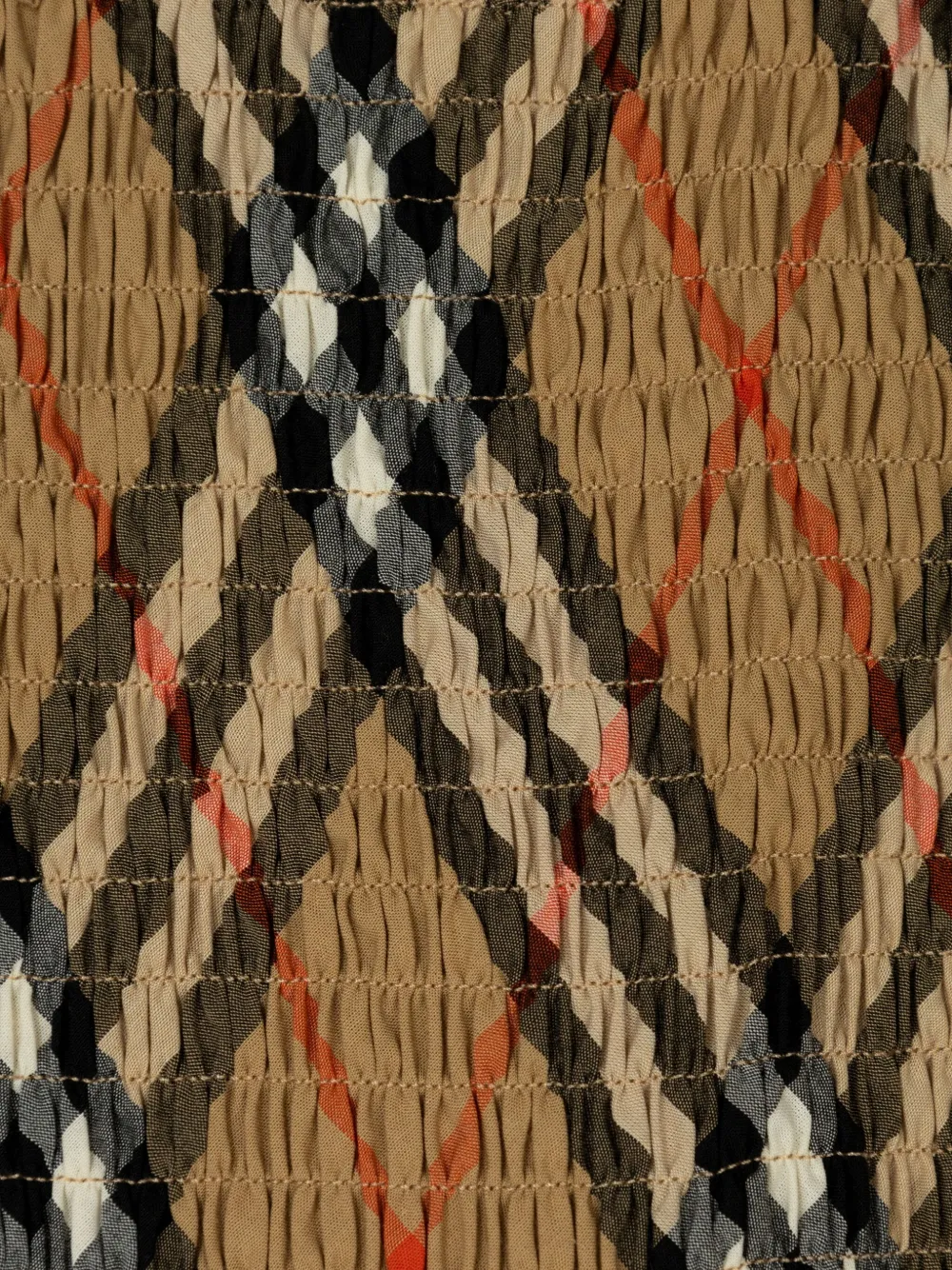 Клетчатая футболка со сборками BURBERRY KIDS, коричневый — фото 4
