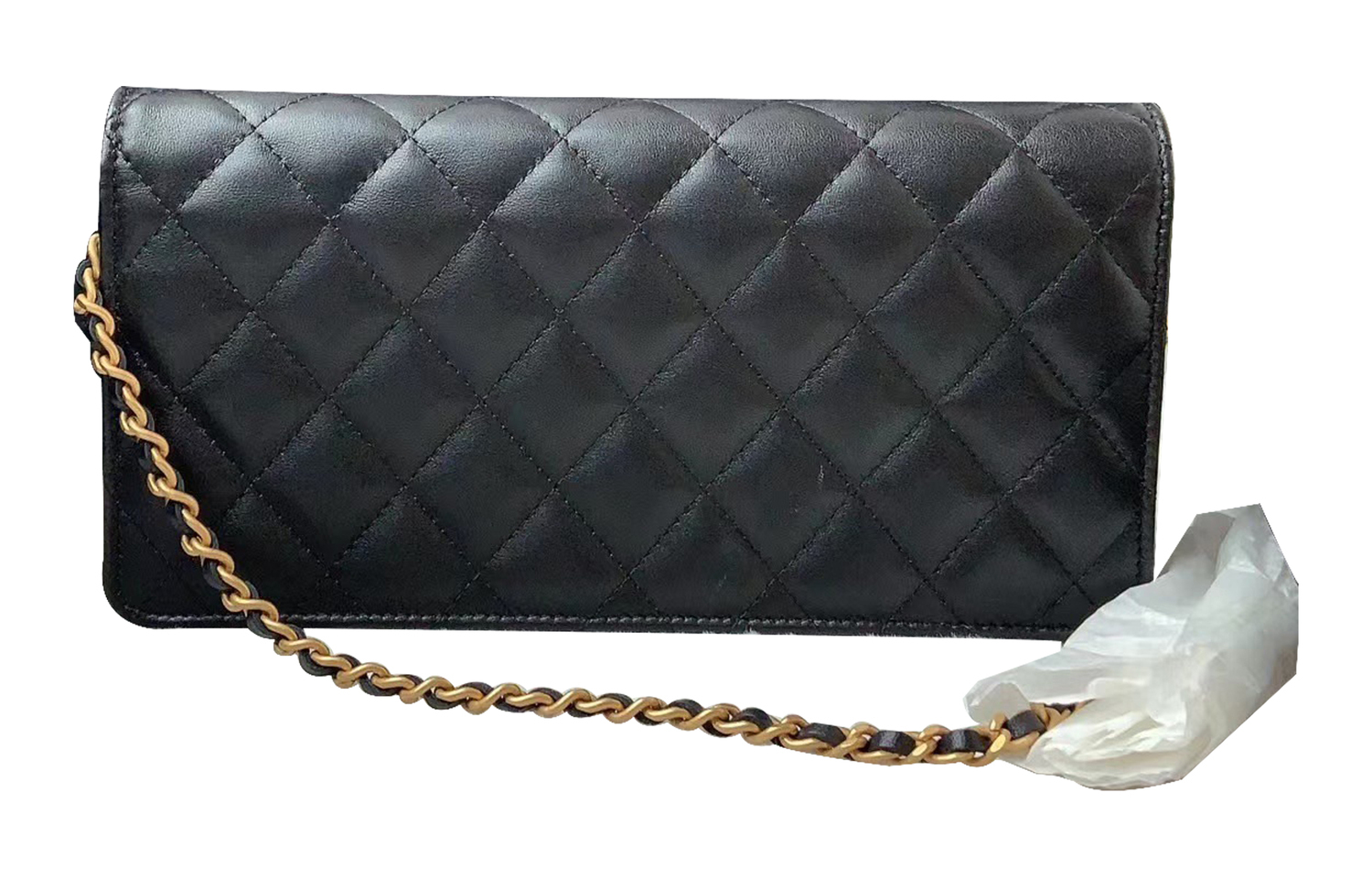 CHANEL Сумка из овчины Сумка-сумка-багет Сумка-конверт Кроссбоди Женская черная сумка через плечо — фото 2