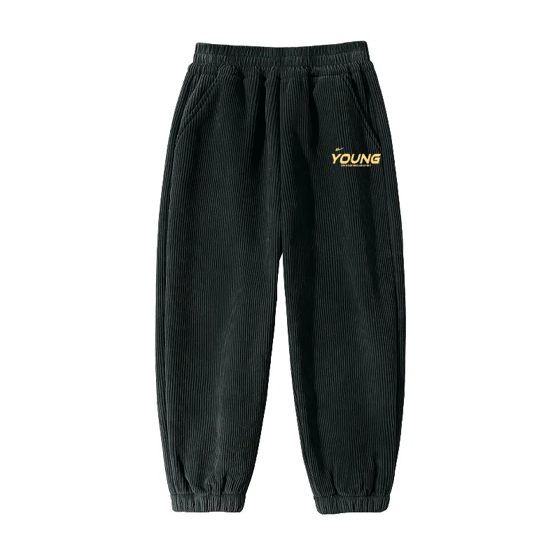Детские спортивные брюки Moderate WARRIOR, [Corduroy with Fleece]Gray/H Youth Gold K