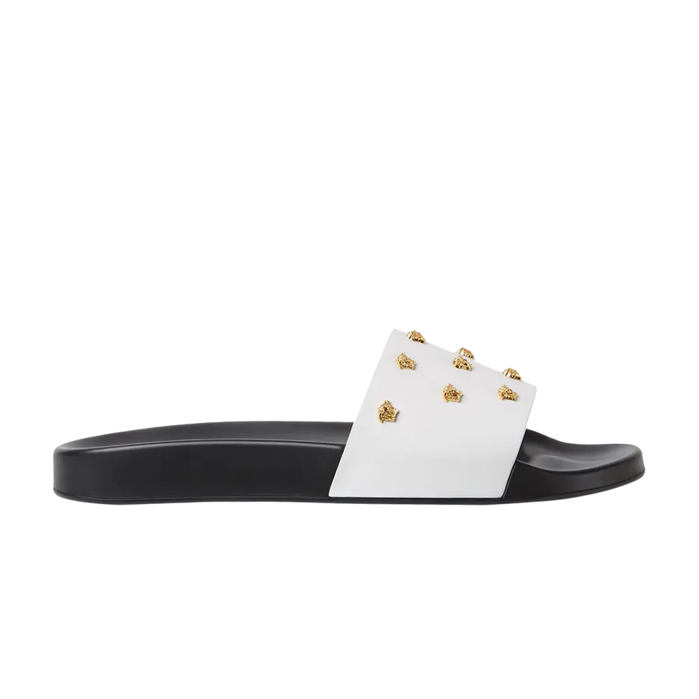 Шлепанцы Versace Medusa Stud Leather Slide, белый