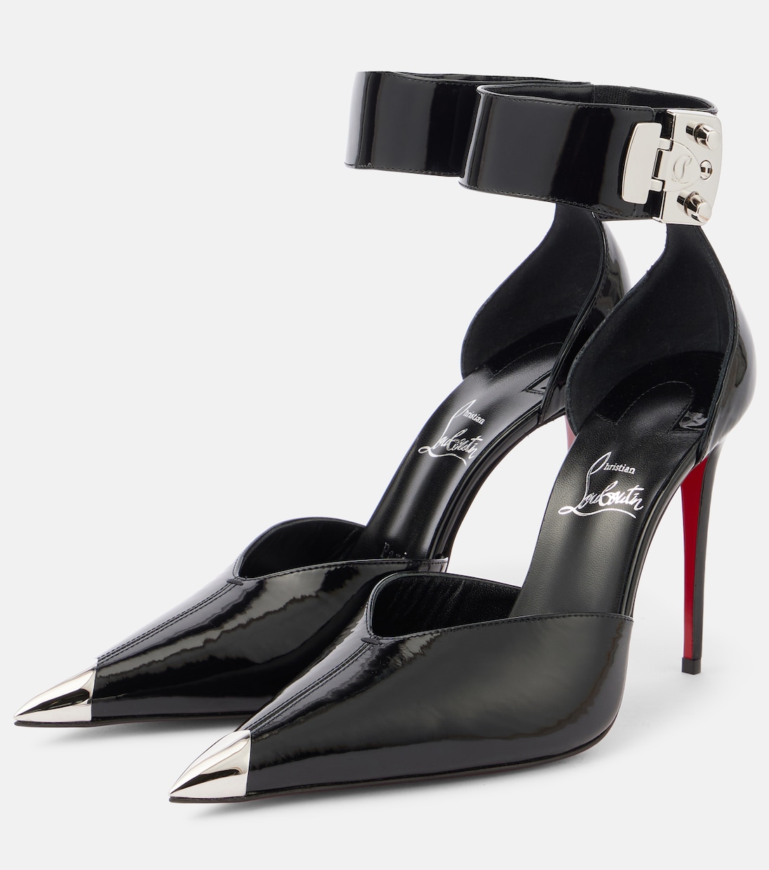 Заключи меня 100 украшенные кожаные туфли-лодочки Christian Louboutin, Black/Lin Black — фото 4