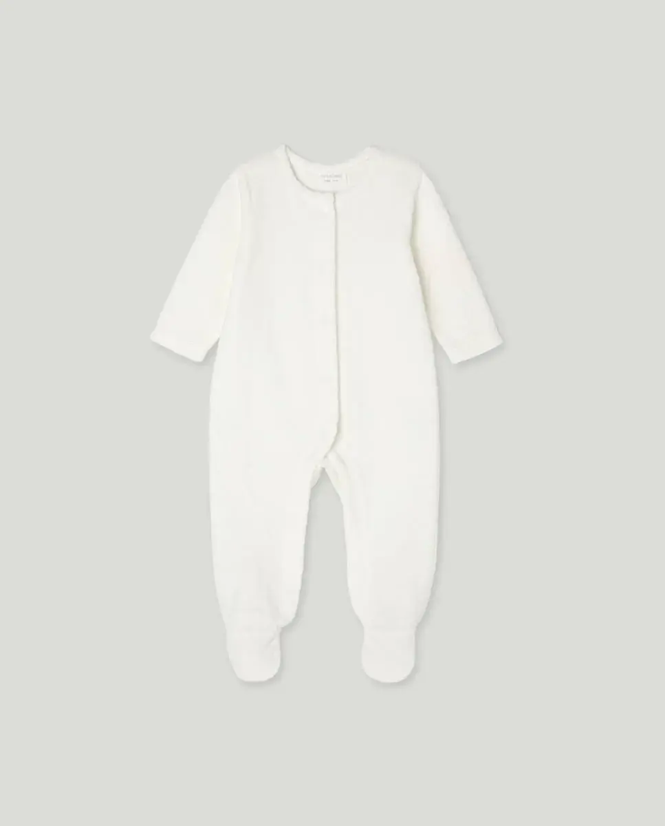 

Однотонный длинный велюровый комбинезон для мальчика Cotton Juice, белый