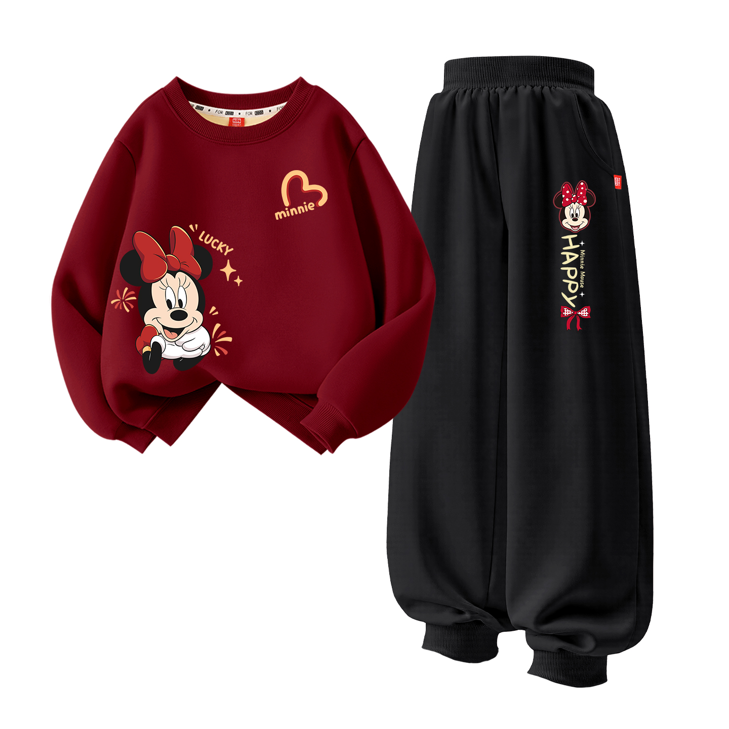 Детская повседневная спортивная одежда Disney, [thickened and fleece-lined]dubai hearty k бордовый+dipy k серый — фото 3
