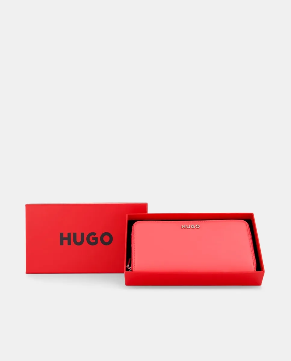 

Кошелек на молнии из сверхмягкой экокожи Hugo, коралловый